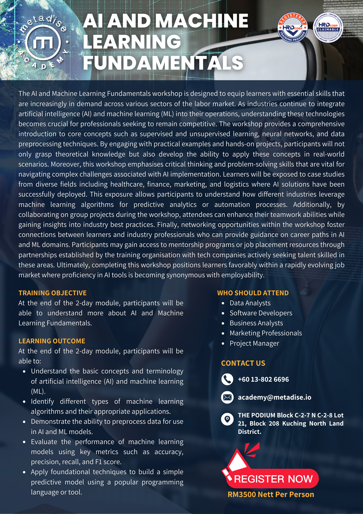 Brochure for AI & Machine Learning course