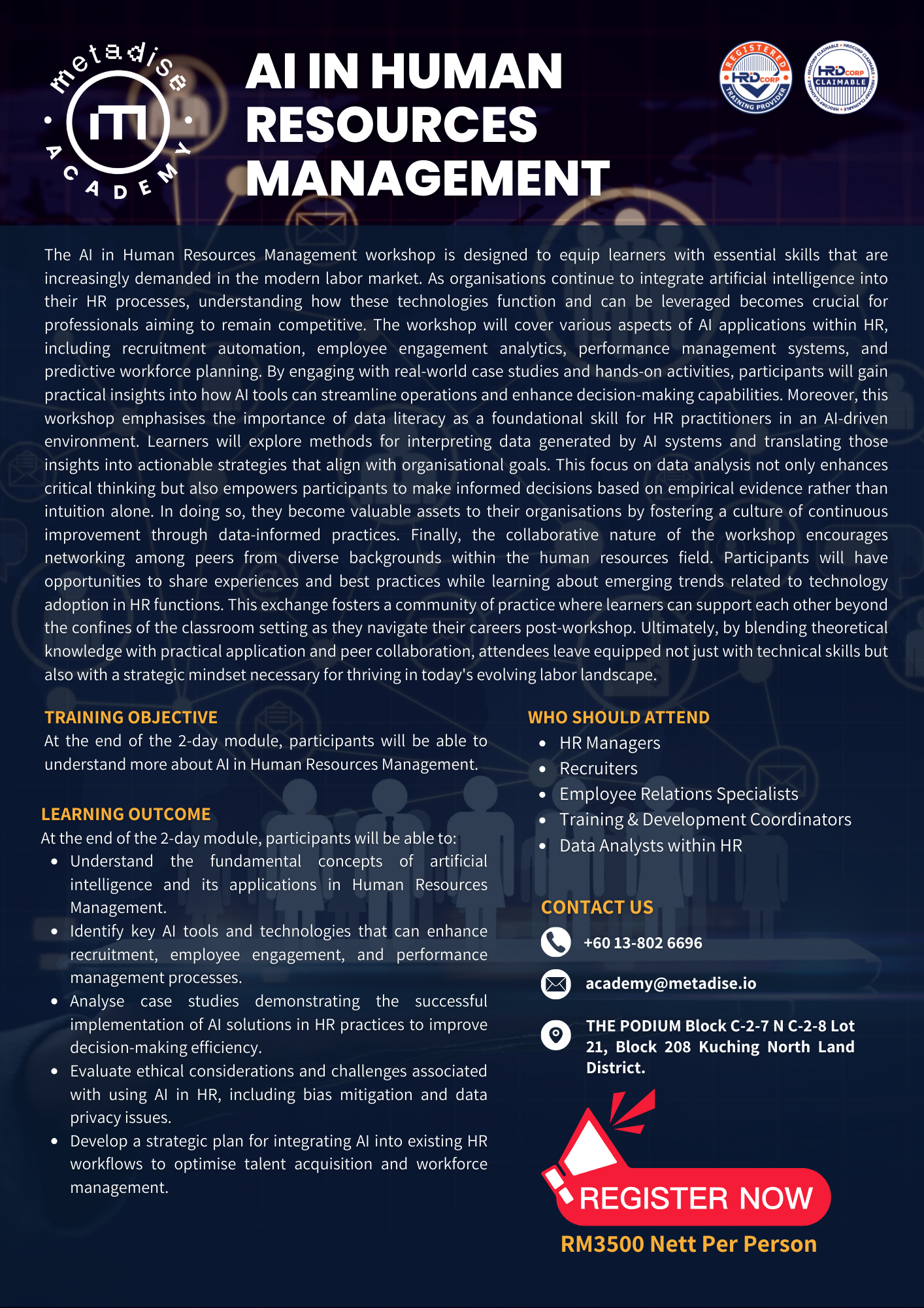 Brochure for AI in Human Resources Management course