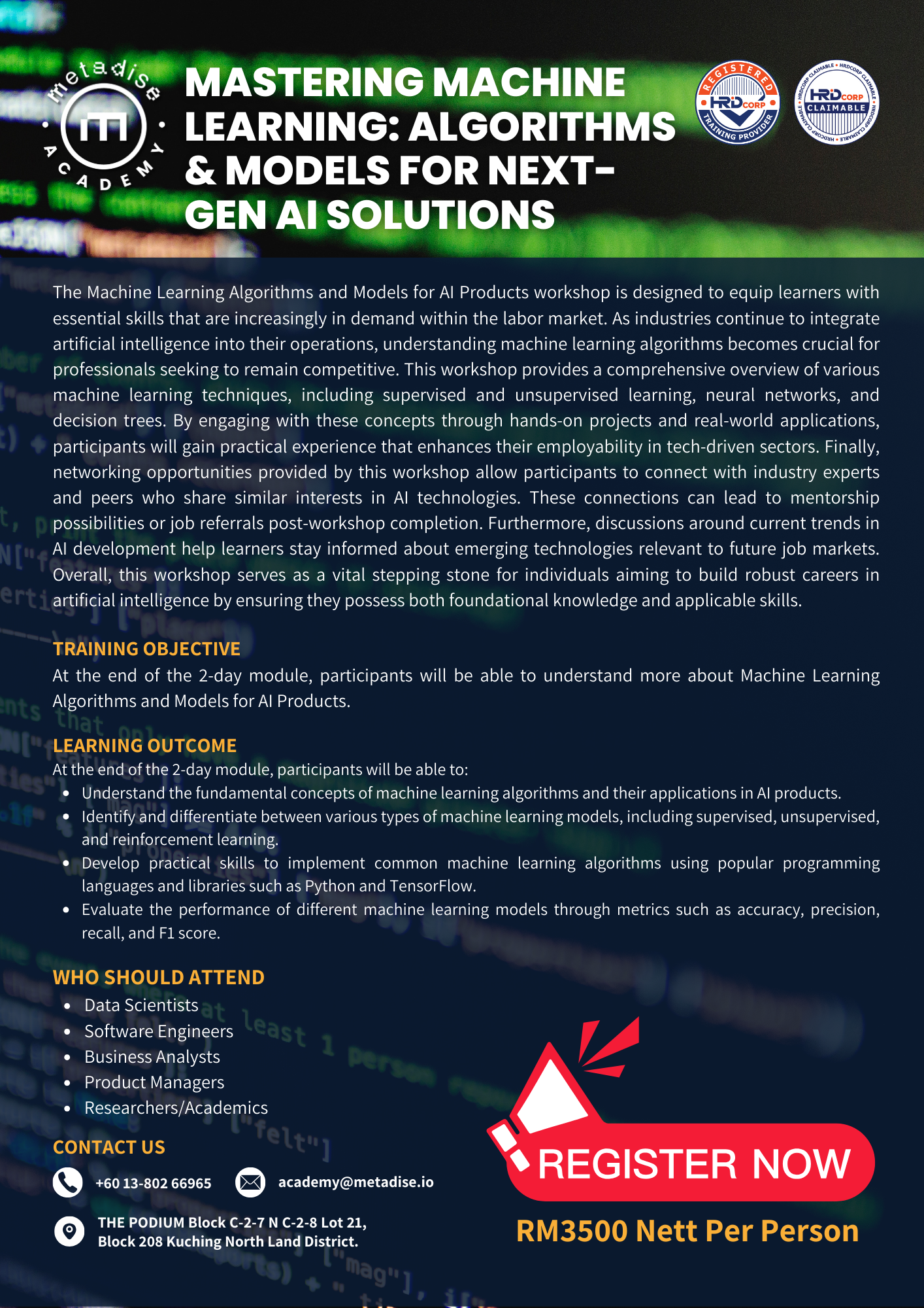 Brochure for Mastering Machine Learning